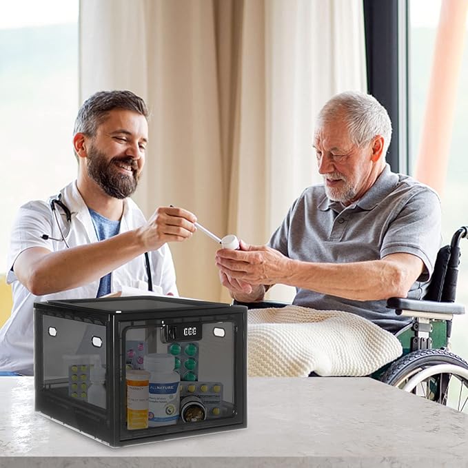 Lalifebuss Medicine Lock Box, Medication Lockable Container for Refrigerator Food Safe Locking Box Tablet Phone Locked Box for Kitchen Home School and Office Safety