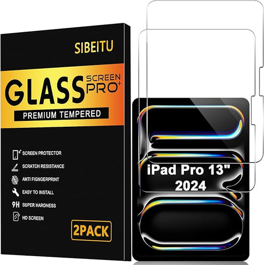 SIBEITU 2 Pack Screen Protector for iPad Pro 13 Inch 2024 Release Model M4 (7th Generation), HD Clear Scratch Resistent for iPad Pro 13" M4, Case Friendly & Apple Pencil Compatible Touch Sensitive