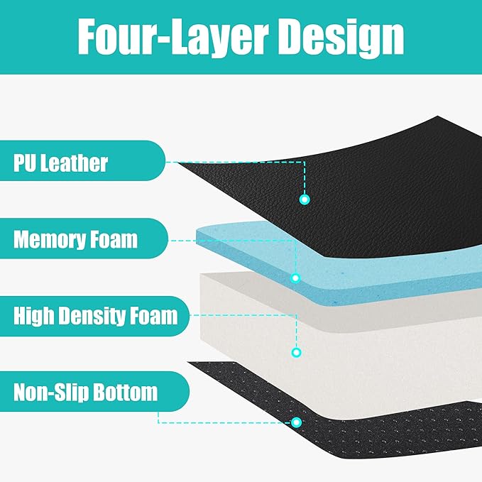 MABOZOO Extra Thick Seat Cushion, PU Leather Office Chair Cushion for Office Chair Car Seat, Memory Foam Booster Seat Sciatica & Back Pain Relief for Long Sitting (18"*16"*6")