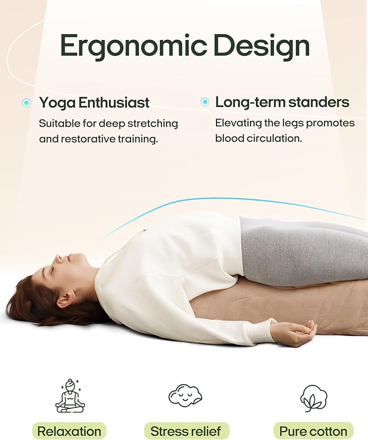 Zonli Yoga Bolster Pillow for Meditation & Restorative Yoga - Rectangular Support Cushion with Removable Cotton Cover & Carry Handle, 26"x11"x7"