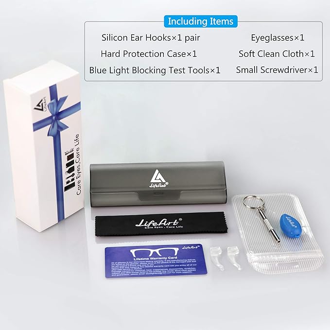 LifeArt Blue Light Blocking Glasses, Anti Eyestrain, Computer Reading Glasses,TV Glasses for Men and Women