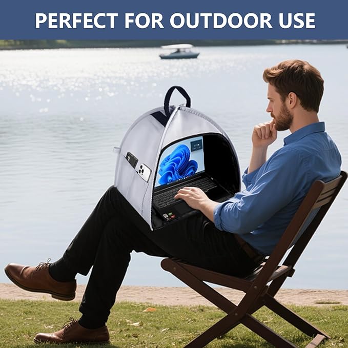 Universal Foldable Laptop Sun Shade & Privacy Shield -Fits 13-16 inch MacBook, Dell, Surface - Blocks Sunlight, Protects Privacy, Working Outdoor Travel,Anti - Glare(Have patents),Grey