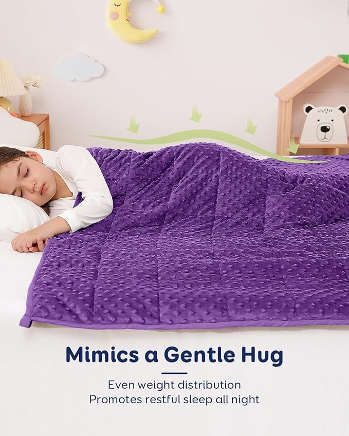 Kivik 3 lbs Weighted Blanket, Cooling Soft Minky Dotted Heavy Blankets Throw for Better Relaxing & Sleeping, Machine Washable, 36 x 48 Inches, Purple