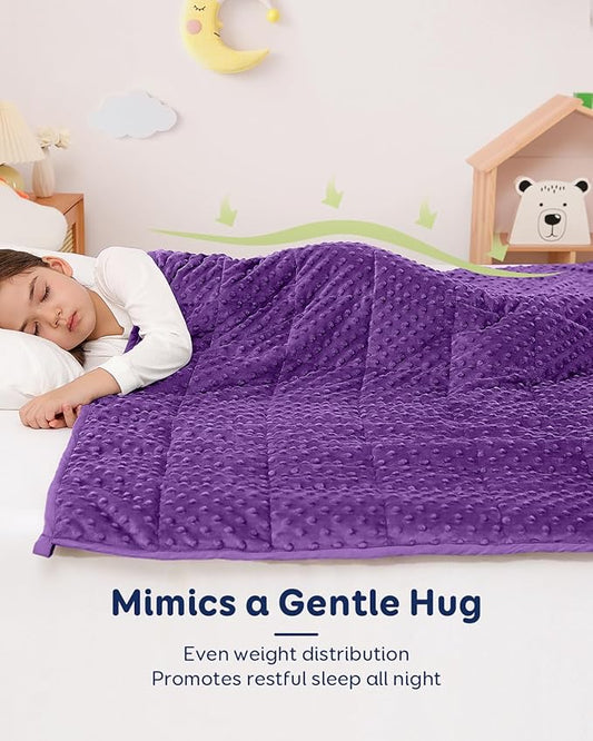Kivik Weighted Blanket 5 Pounds, Cooling Soft Minky Dotted Heavy Blankets Throw for Better Relaxing & Sleeping, Machine Washable, 36 x 48 Inches, Purple