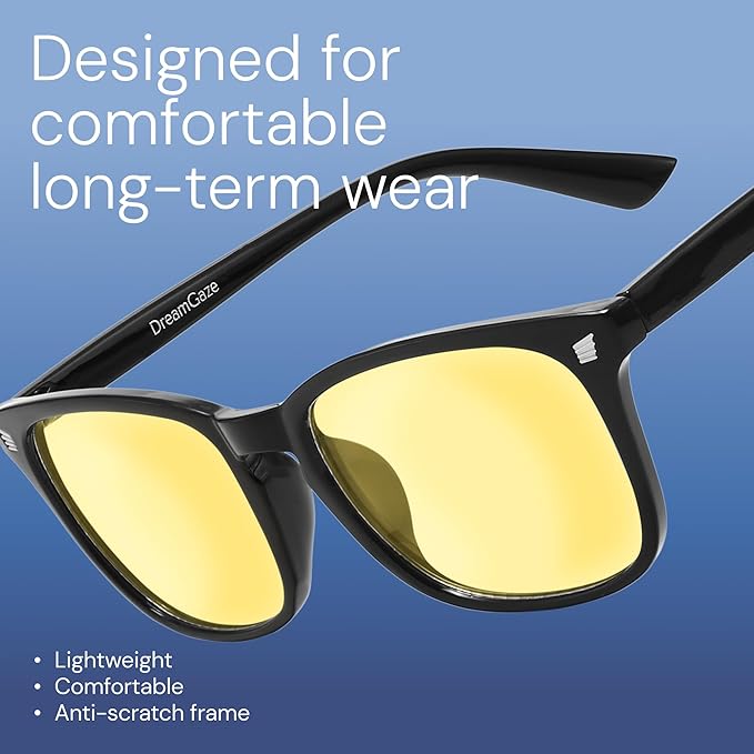 DreamGaze 99.9% Blue Light Blocking Glasses for Better Sleep - Anti Blue Light Glasses Men - Premium Computer Gaming Glasses