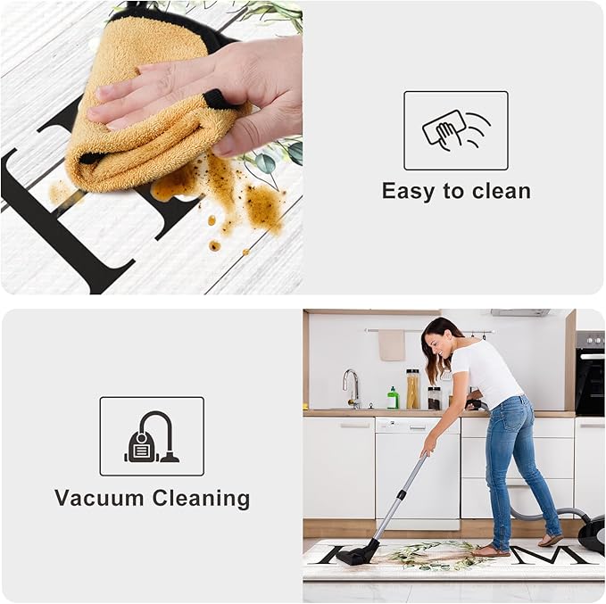 KIMODE Kitchen Mats Cushioned Anti Fatigue 24" x 71", Farmhouse Kitchen Rugs Runner Stain Resistant, Wide Ergonomic Standing Long Non Slip Waterproof Kitchen Floor Mat for Sink Laundry, White