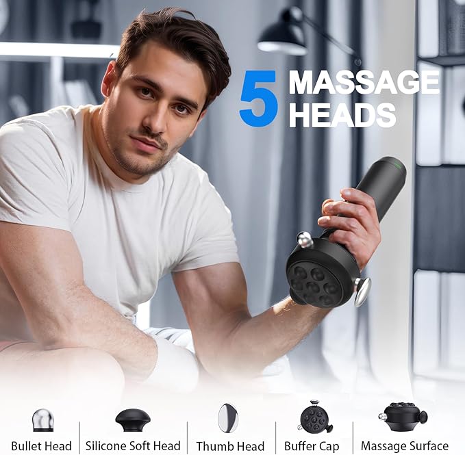 Pro Max Deep Tissue Vibration Therapy Massage Gun, 6500RPM Handheld Muscle Massager, Trigger Point Massage & Back Shoulder and Fascial Binding & Full Body Pain Relief – Gifts for Men & Women