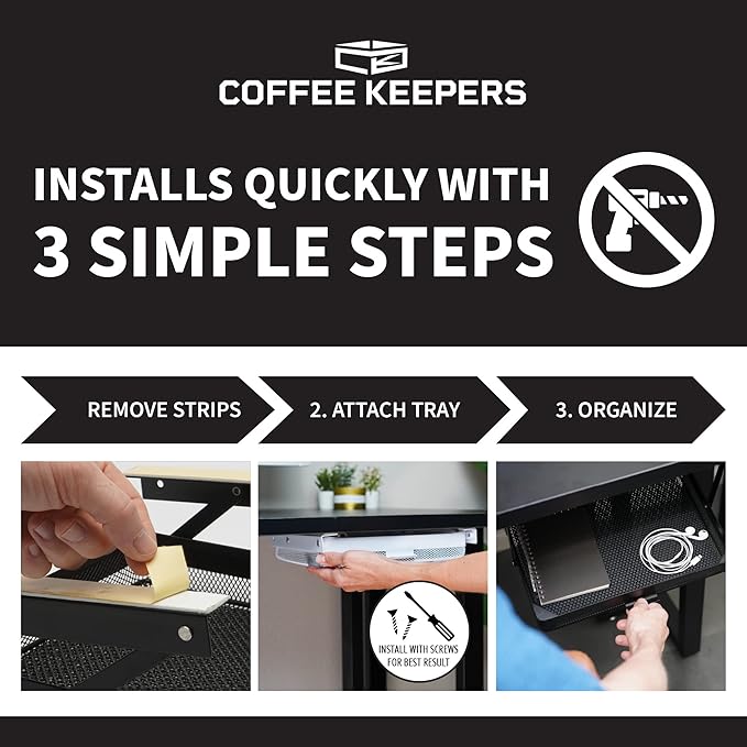 Anything Keeper Under Cabinet, Pull-Down Under Shelf Basket, Drawer Organizer for Office Tables, Under Desk Storage Shelf, RV Space Savers, Camper Must Haves, Easy Install - 11 x 10 x 2.5 in - Black