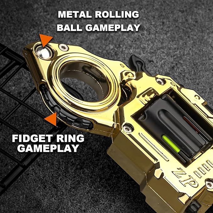 Metal Fidget Toys Gun Adults - Alloy Fidget Spinner Slider Clicker & Launcher Toy EDC Fidget Gun with Bullets and Target Stress Relief Focus Tool (Black)