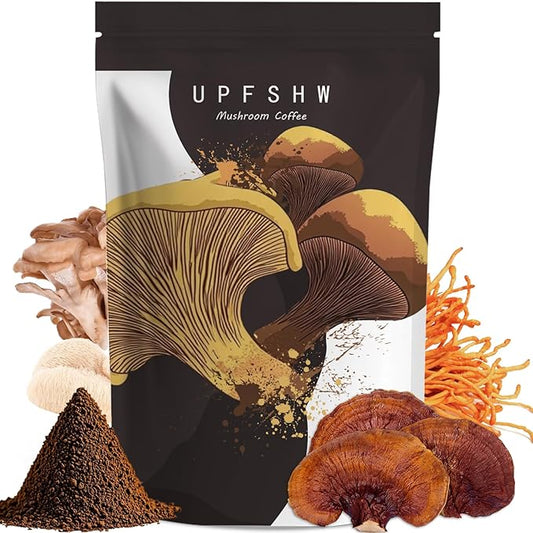 Mushroom Coffee-Classic 6 Types of Organic Mushrooms Paired with Lion Mane, Lingzhi, Cordyceps, Shiitake Mushrooms, King Horn, and Turkey Tail, Organic Mushroom Coffee (30 Portions Per Pack)