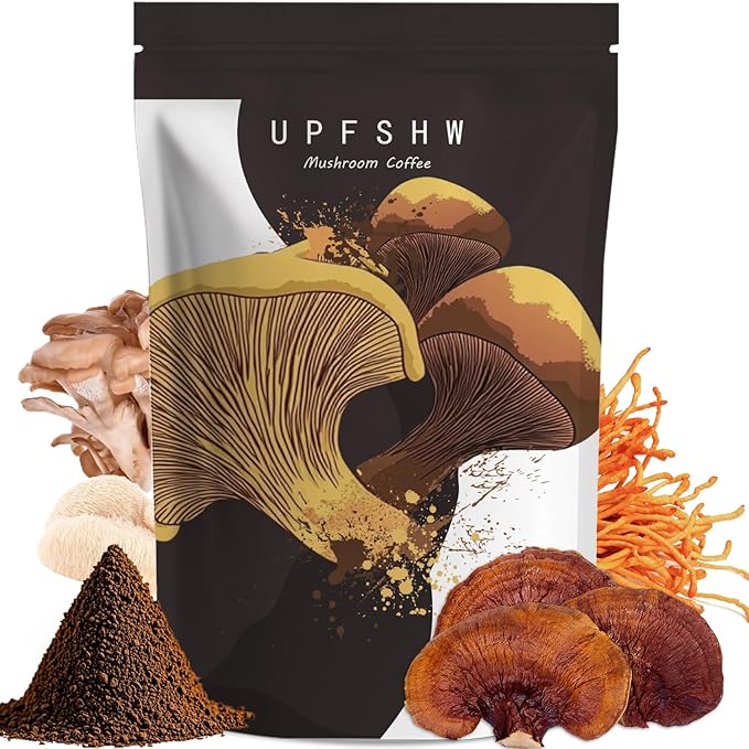 Mushroom Coffee-Classic 6 Types of Organic Mushrooms Paired with Lion Mane, Lingzhi, Cordyceps, Shiitake Mushrooms, King Horn, and Turkey Tail, Organic Mushroom Coffee (30 Portions Per Pack)