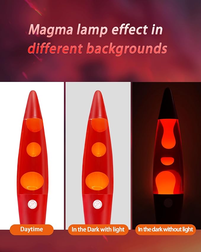 16 Inch Liquid Motion Lamp for Adults and Kids, Large Red Magma Motion Lamp with Orange Wax for Boys Girls Room Party Decor, Big Night Light Lamp 16" Suitable for Placing in Bedroom