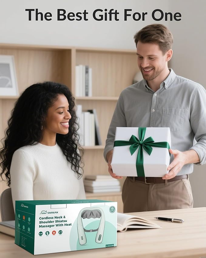 Cordless Neck Massager for Pain Relief Deep Tissue, Shiatsu Neck Back Massager Rechargeable Portable Kneading Shoulder Massage for Body Muscle Pain Relief, Gifts for Mom Dad Lovers