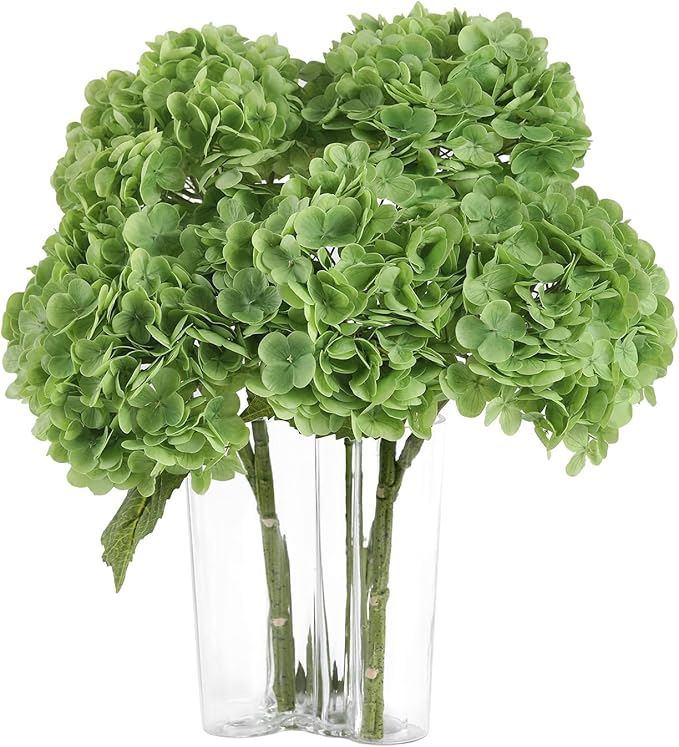 Green Hydrangea Artificial Flowers 3pcs Lifelike Faux Hydrangea Real Touch Fake Flowers for Home Wedding Office Party Living Room Decoration,22inch