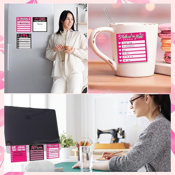 Breast Cancer Awareness Sticky Notes Gifts, 9 Pack Breast Cancer Awareness Notepads 3x3 Inches, Pink Ribbon Hope Fight Memo Post Pads School Office Supplies for Women Girls (450 Sheets)