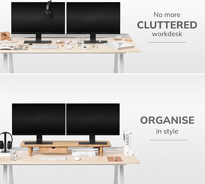 Anji Mountain Monitor Stand - Desktop Organizer & Laptop Riser, Ergonomic Monitor Riser, Space-Saving Monitor Stand for Desk, Durable Construction, Easy Assembly, Ideal for Home & Office,Mango