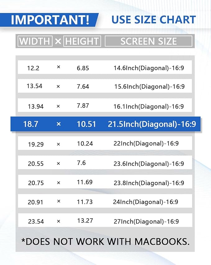 [2 Pack] 21.5 Inch Computer Privacy Screen for 16:9 Aspect Ratio Widescreen Monitor, Eye Protection Anti-Glare Blue Light Computer Privacy Filter, Detachable Scratchproof