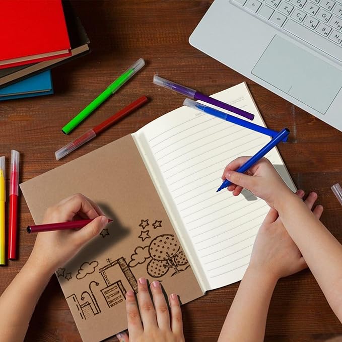 7 Pack Kraft Paper Notebook Journals A5 Journal Softcover Ruled Lined Journals Notebooks Bulk for Kids Student Writing Sketch Travel Journal Office