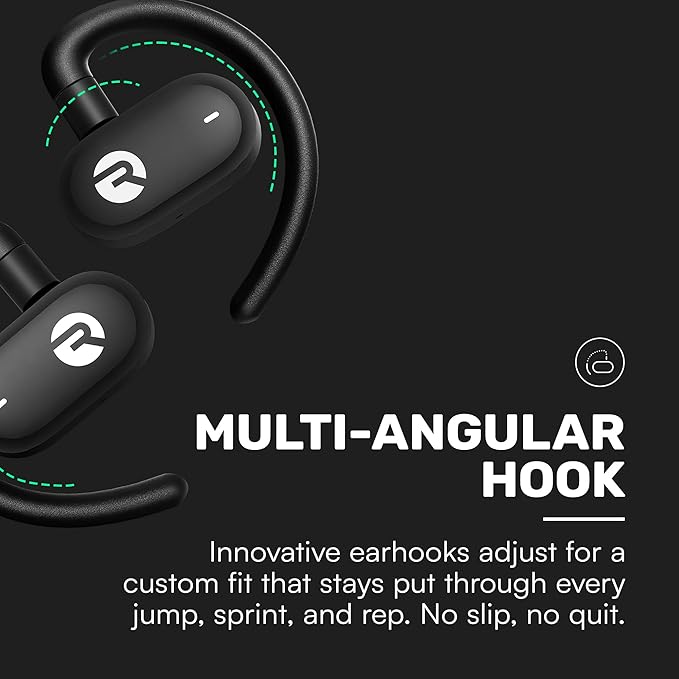 Raycon Fitness Open Earbuds – True Wireless Open Ear Bluetooth Headphones, Hook Design, IPX5 Water Resistant, 40 Hours of Battery Life (Black)