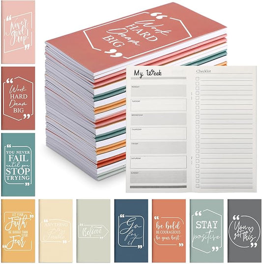 Qilery 30 Pcs Open House Gifts Bulk Habit Tracker Planner Bulk 2025 Pocket Calendars to Do List Weekly Goals Notepads for Employee Appreciation Housekeeping Teacher Welcome Gifts(Motivational)