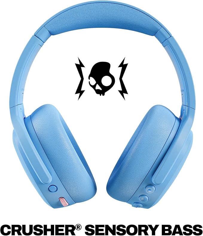 Skullcandy Crusher ANC 2 Over-Ear Noise Canceling Wireless Headphones with Sensory Bass and Extra Charging Cable, 50 Hr Battery, Microphone, Works with Bluetooth Devices - Preppy Summer Resort