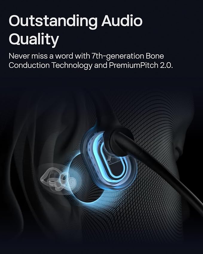 OpenComm2 UC 2025 Upgrade - Open-Ear Wireless Computer Headset with Boom Mic, Bone Conduction Bluetooth Stereo Headphones, USB-A Dongle Compatible with PC and Mac, Zoom Certified - C120UC