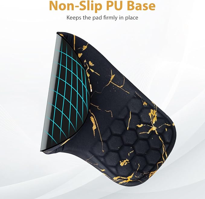 3 in 1 Ergonomic Wrist Rest for Keyeboard and Mouse, Non-Slip Desk Mouse Pad with Wrist Support, Keyboard Wrist Rest and Mouse Pad Set Massage Design (Black Marble)