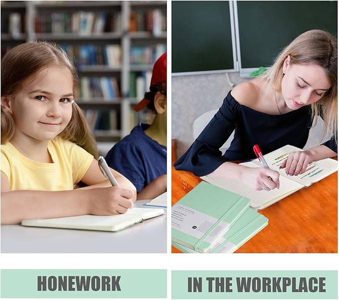 Lined Journal Notebook, 6Pack(Eggshell Green), 160 Pages, Medium 5.7 inches x 8 inches - 100 gsm Thick Paper, Hardcover