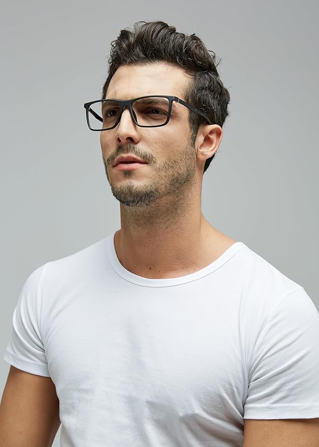 GUDVUE Blue Light Glasses for Men Rectangle Computer Glasses Gaming Eyeglasses, Black