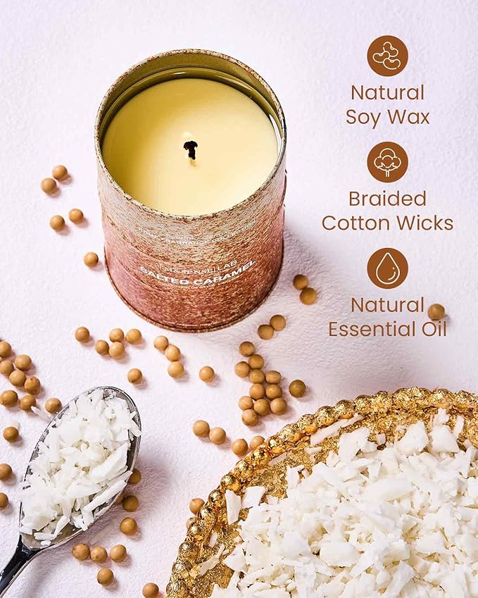 M&SENSE Salted Caramel Scented Candles Natural Non Toxic, Aromatherapy Candle for Stress Relief Meditation Relaxing, Housewarming Gifts for Women Men, 11.3oz 70 Hour Long Burning