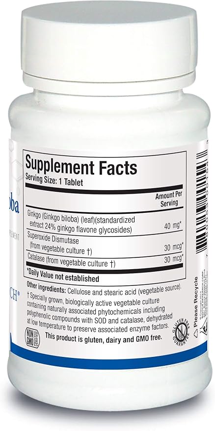 Biotics Research Ginkgo Biloba Standardized 24% Ginkgo Biloba Percent Extract, Brain Supplement, Nootropic, Focus, Energy, Memory, Healthy Aging. 60 Tablets