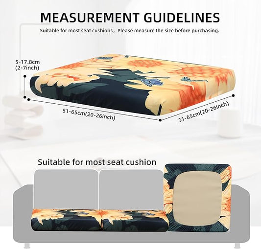 8Pcs Stretch Patio Cushion Covers Waterproof Outdoor Cushion Covers Patio Couch Cover Slipcovers, for Outdoor Furniture Protector Covers Replacement(Cover Only) (Sunflower)