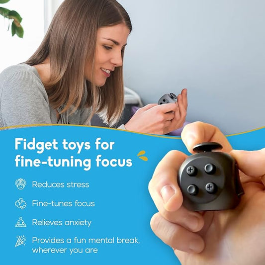 PILPOC theFube Fidget Cube, 6-Sided Stress Relief Infinity Cube for Adults & Kids, Boosts Concentration, Mindfulness Aid, Silent & Audible Modes, Includes Carry Case for Portability (Forest Shadow)