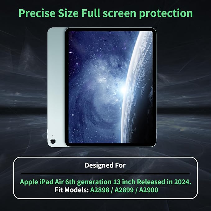 Nano Privacy Screen Protector Compatible with iPad Air 13 In ,Removable iPad Air 13 Inch M2 / M3 (6/7th Gen ,2024/2025) Screen Protector, Anti-Glare Blue Light Film, Bubble Free Anti-Scratch Privacy Filter
