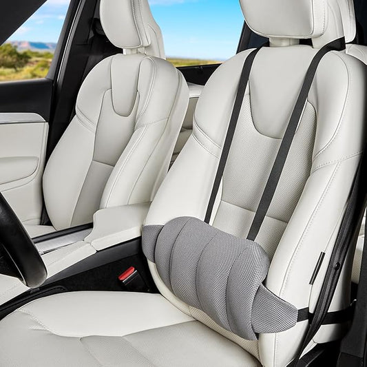 Lumbar Support Pillow for Car,Back Support for Car Seat Cushion,Adjustable Straps Securely Fixed Car Lumbar Support Pillow for Office Chair (Gray)