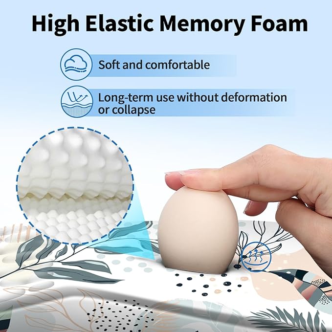 Ergonomic Mouse Pad with Wrist Rest Support, Mousepad with Comfortable Memory Foam Wrist Rest and Non-Slip PU Base for Pain Relief, Computer, Laptop, Office, Home (Boho Leaves)