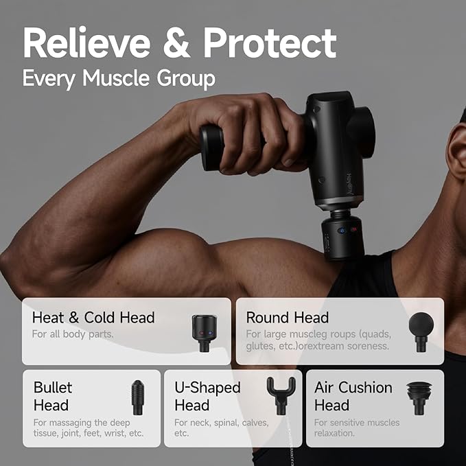 Percussion Massage Gun Deep Tissue with Heat and Cold, Portable Handheld Muscle Massager, Percussion Back Body Masajeador 12mm Amplitude for Athletes, Runner, Gifts for Men Women