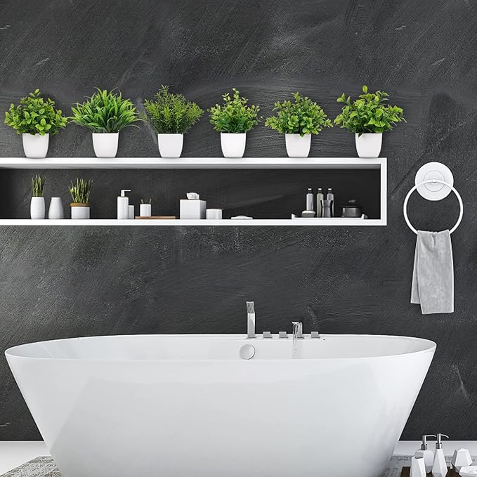 6 Pot Small Fake Plant Flowerpot Artificial Plastic Eucalyptus Plant Wheat Grass Shrub Plant Indoor Desk Coffee Table Bathroom Bedroom Home Decoration (6)