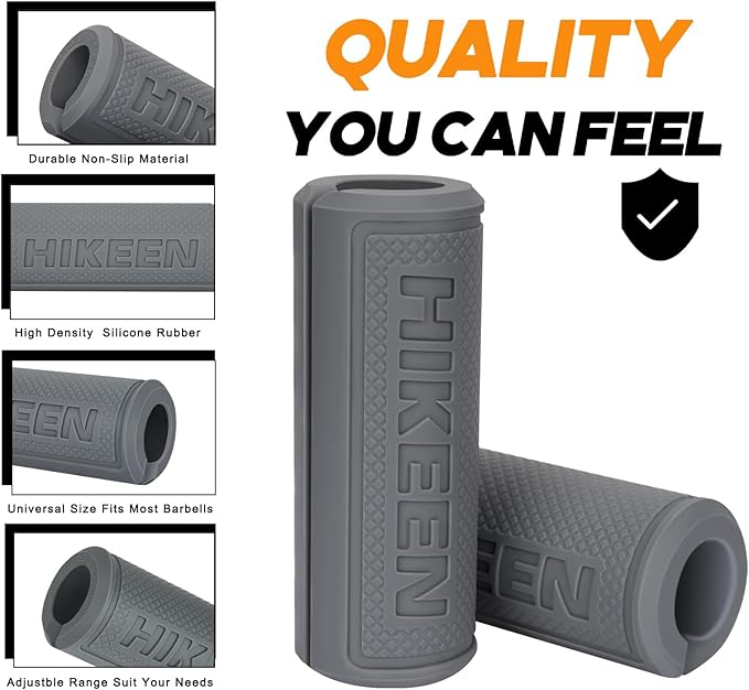 Hikeen Thick Bar Dumbbell Grips,Non Slip Hard Rubber Barbell Grips,Grips for Weight Lifting, Muscle Building-1.77", 2", 2.25" & 2.75" Outer Diameter