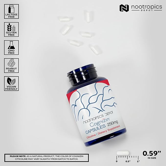 Nootropics Depot Cognizin Citicoline Capsules | 180 Count | Choline Supplement | Brain Health Supplement | Regulates Memory and Cognitive Function | Supports Attention, Focus and Recall