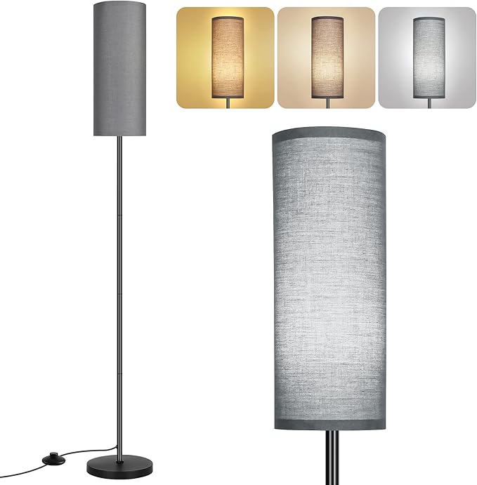 PARTPHONER Floor Lamp for Living Room, Modern Standing Lamps with Lampshade, Minimalist Tall Lamp with Foot Switch for Living Room, Bedroom, Kids Room, Office(Bulb Not Included)