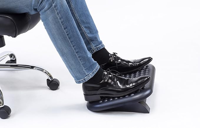 Mount-It! Ergonomic Foot Rest Under Desk | Adjustable Tilt Footrest with Textured Massage Surface | Work Footstool Under Office Desk Foot Support - Black