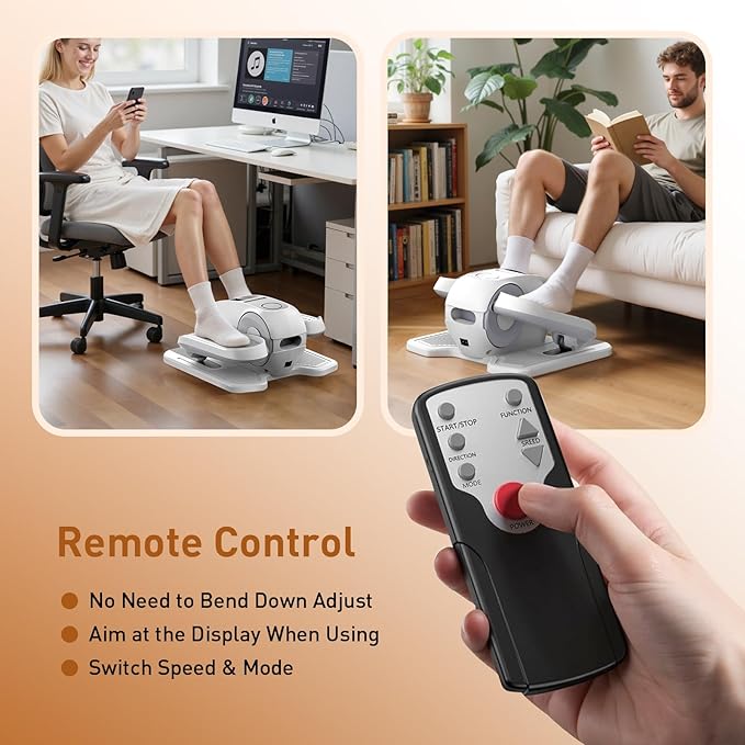 Under Desk Elliptical Exercise Machine,Ellipse Leg Exerciser as Seen on TV,12 Speeds Leg Exerciser While Sitting for Seniors, Portable Electric Seated Foot Pedal Exerciser for Home Office