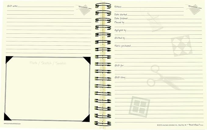 Write it Down series by Journals Unlimited, Guided Journal, Quilting, The Quilters Journal, Full-size 7.5"x 9", Kraft Hard Cover, Made in USA