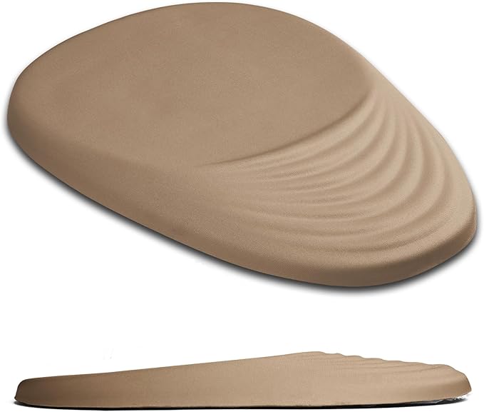 Ergonomic Mouse Pad Wrist Support, Mouse Pad with Wrist Rest, Entire Memory Foam & Non-Slip PU Base MousePads with Stepped-Wedge Design for Pain Relief, Desk, Office, Home, Beige