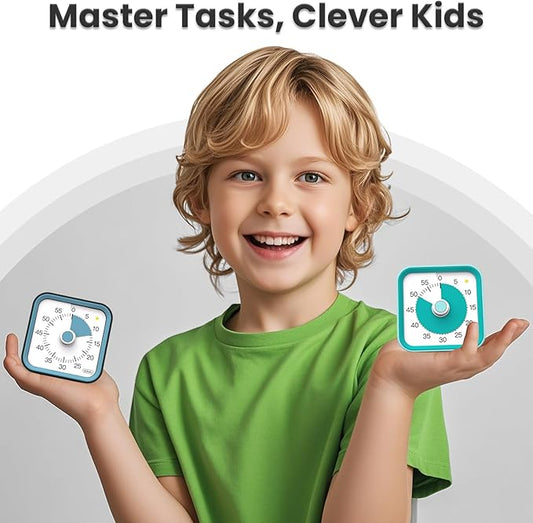 Visual Timer for Kids with Pause Function, 60 Minute Countdown Timer for Kids Desk Study, Teaching, Kitchen Cooking, Office Meetings, Time Management for ADHD (Green)