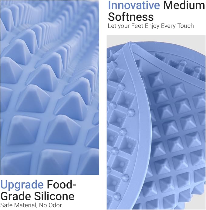 Upgrade Silicone Foot Massage Mat with Dual-Side Usage, Large Reflexology Mat for Feet Relaxation, Foldable Foot Acupressure Mat, Portable Standing Desk Mat for Pain, Fatigue Relief(Blue-L)