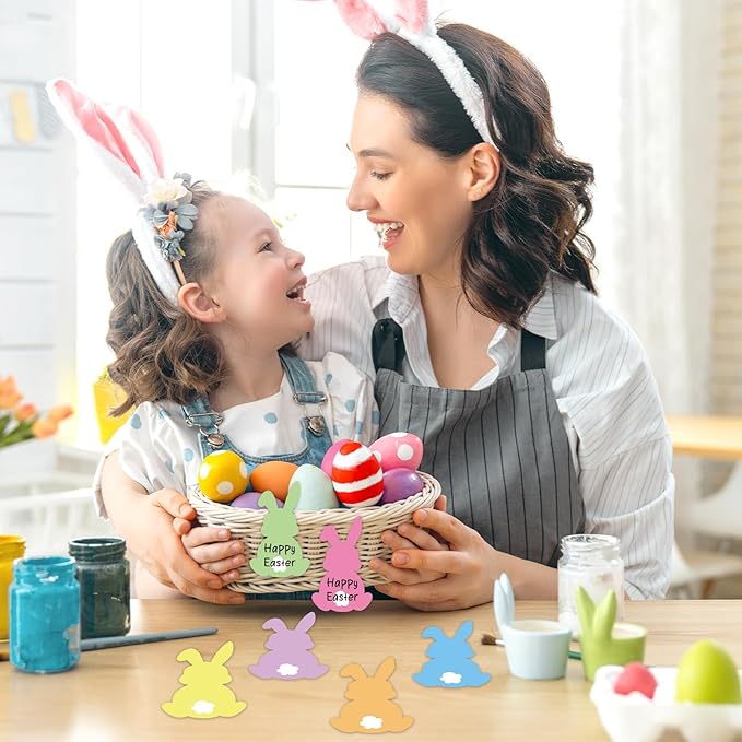 24 Pack Easter Bunny Sticky Note Pastel Rabbit Sticky Notepad 6 Colors Adhesive Memo Pad for Classroom Spring Party Decor Supplies, 480 Sheets