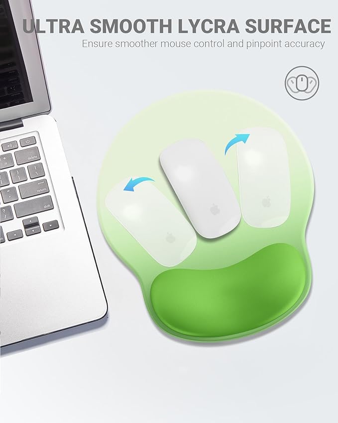 Ergonomic Mouse Pad Wrist Support, Comfortable Mouse Pad Wrist Rest, Relieve Wrist Pain Gel Mouse pad, Non-Slip Rubber Base Mousepad for Laptop, Computer(Gradient Green)