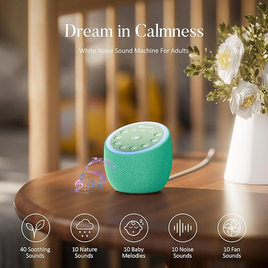 Hotmoon Sound Machine with 40 High-Fidelity Sounds, White Noise Sound Machine with Memory Functions, 8 Color Night Light, USB Power Supply, for Sleep & Noise Reduction Sleep Aid, Plug-in